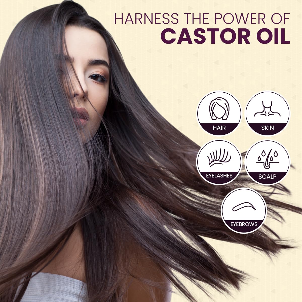 Organic Castor Oil, 4 Fl Oz | Virgin, Cold Pressed, Hexane-Free, Vegan | Nourishing Hair & Skin Care | Eyelash & Brow Serum |
