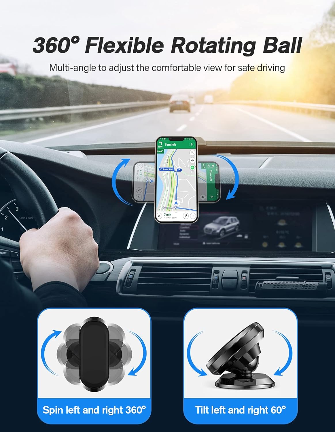Magnetic Phone Holder for Car Phone Holders for Your car-360 Rotation,Car Magnet Phone Mount Compatible with All Cell Phones