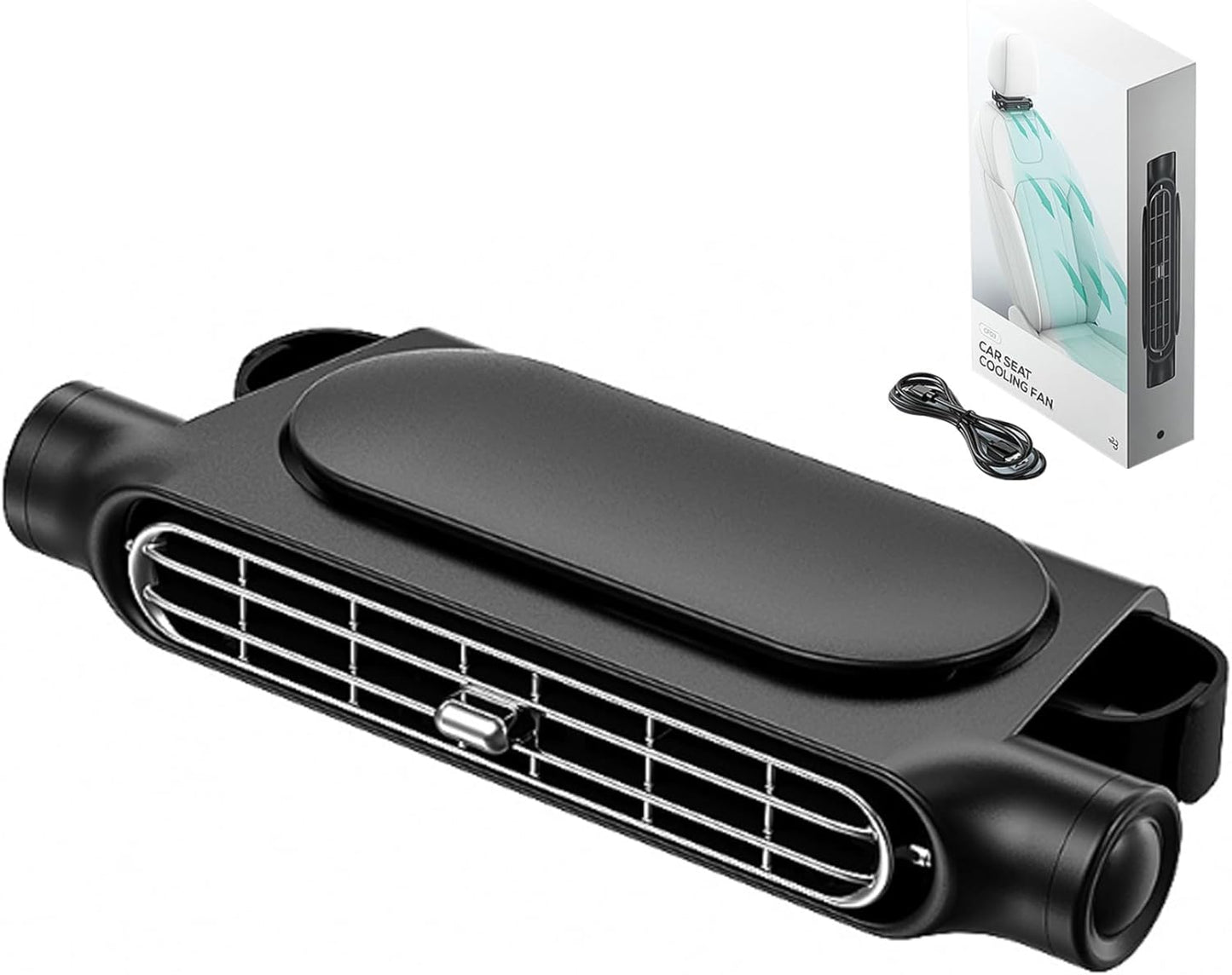 Newest Car Seat Fan with Dual Turbo Strong Wind Design, 3-Speed Adjustable USB Car Backrest Fan, Suitable for All Cars