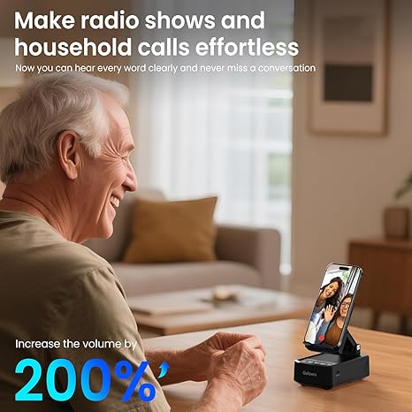 Cell Phone Stand with Instant Wireless Induction Bluetooth Speaker, No Bluetooth Pairing Needed