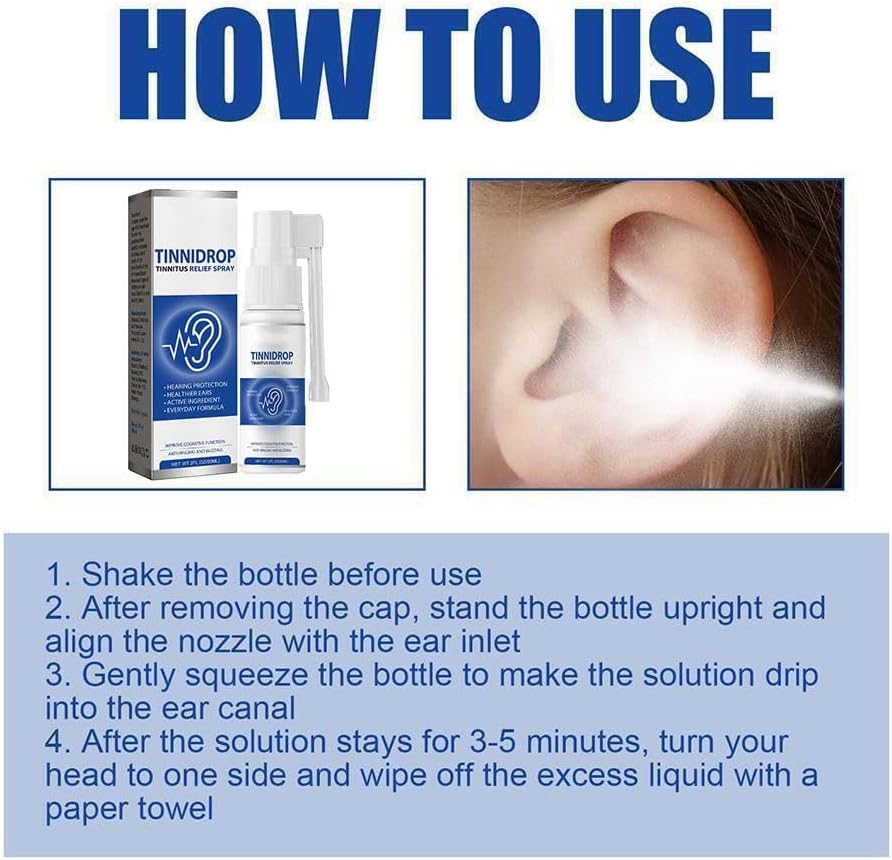 Tinnidrop Tinnitus Relief Spray, Tinnitus Relief for Ringing Ears, Ear Care Tinnitus Relief Products, Relieves Tinnitus, Ear Discomfort