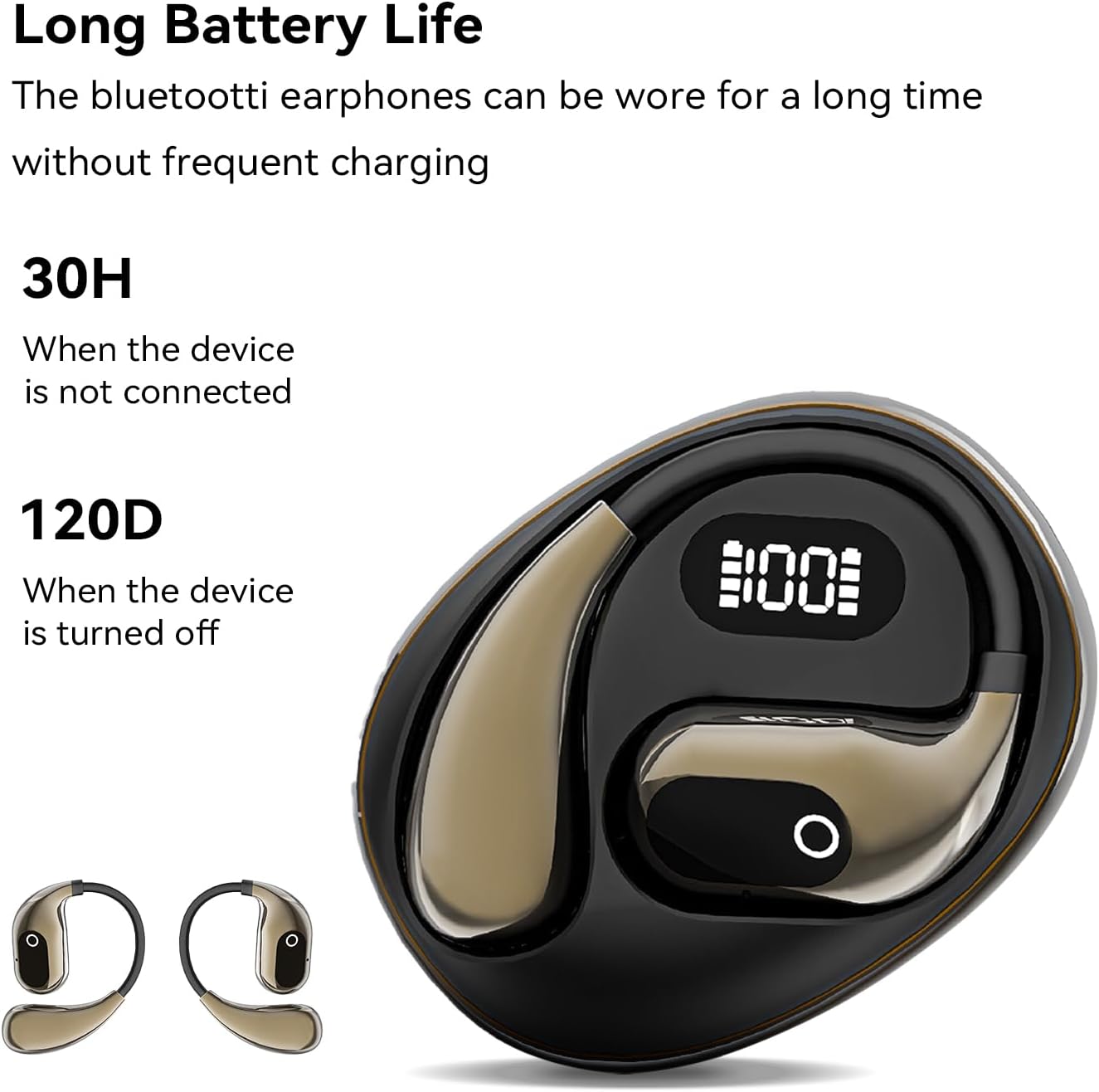 XG99 Open-Ear Sports Wireless Earphones. Long Battery Life hi-fi Stereo Motion Wireless Earbuds